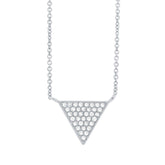 0.07ct 14k White Gold Diamond Pave Triangle Necklace
